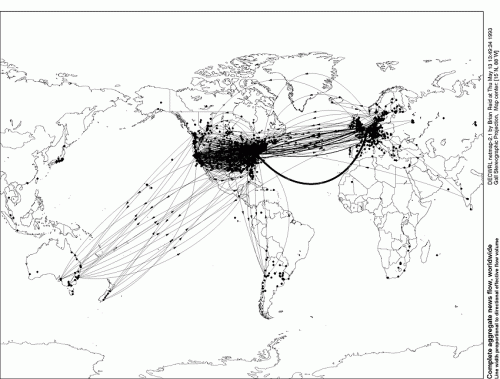 usenet -- Mapa del tráfico mundial en mayo de 1993