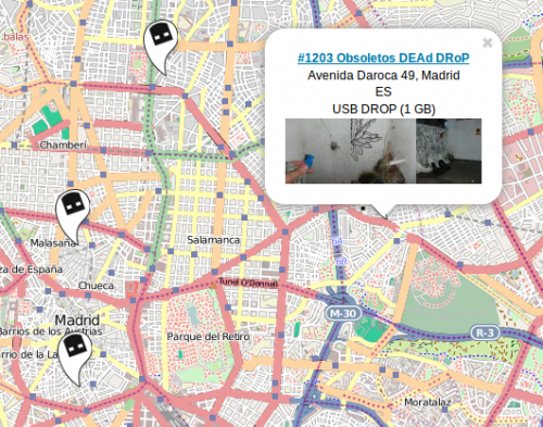 mapa Deaddrops madrid